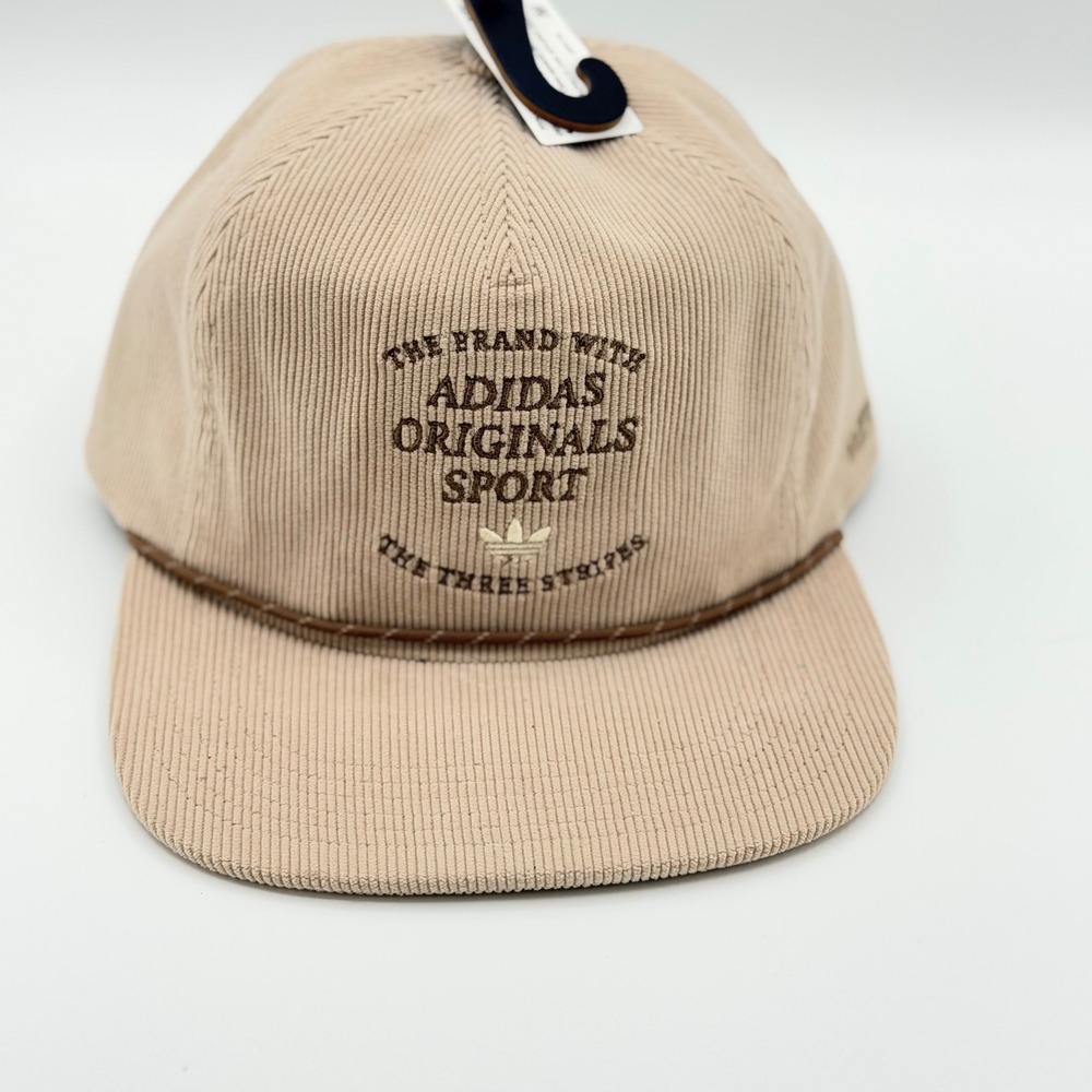 Adidas Originals Sport Corduroy Hat Men OS Beige Retro Rope Strapback Cap NEW